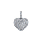Puffy Heart 10K White Gold & Diamond Pendant